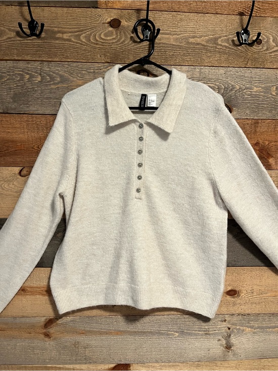 Divided Sweaters - Divided by H&M Cozy Ivory Button Polo Sweater